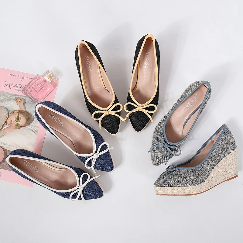 Wongn Wongn Small Fragrant Wind High Heels With The 2023 Autumn New Socialite Temperament Bow Pointed Single Shoes