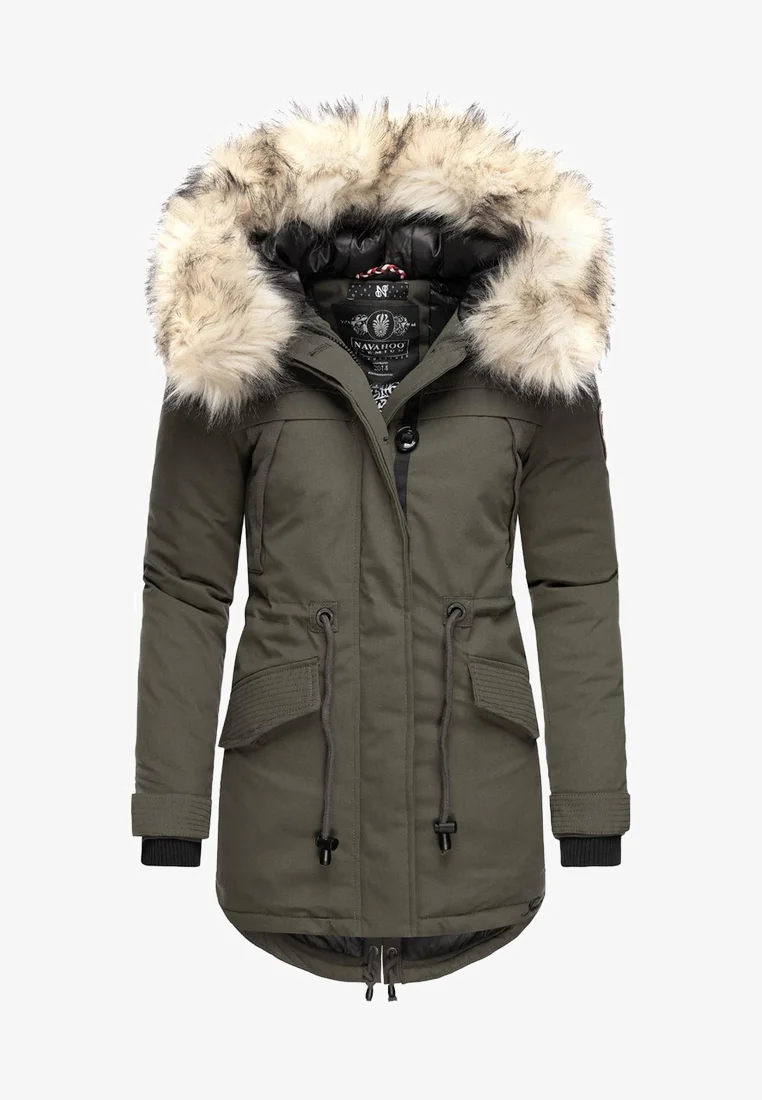Warm winter ladies parka coat green