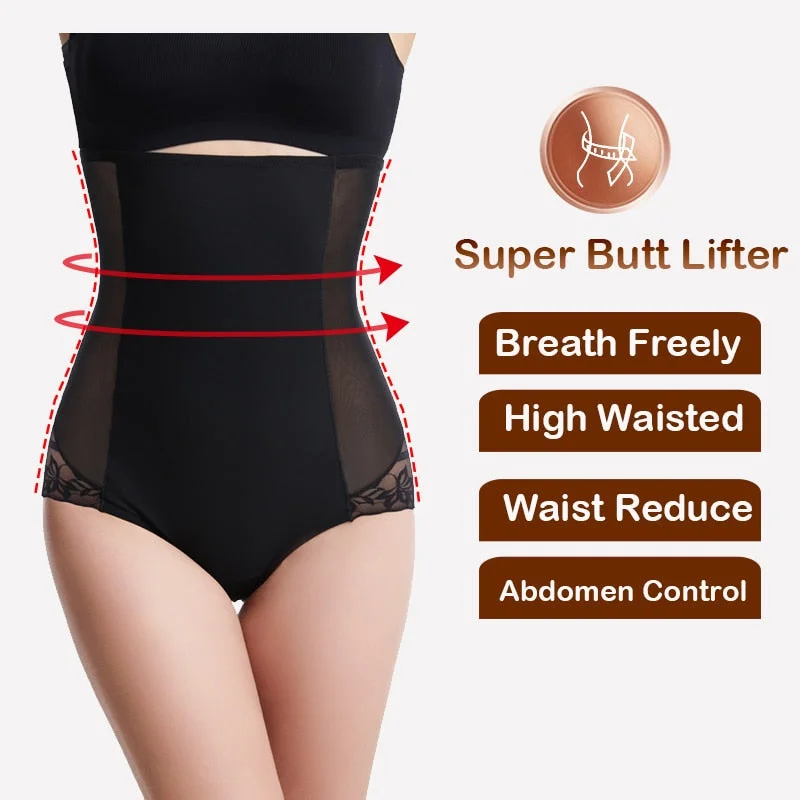 Coloriented 2718 Floral Lace Waist Control Panties for Women Butt Lifting Slimming Corset High Waisted Skinny Sexy Underwear