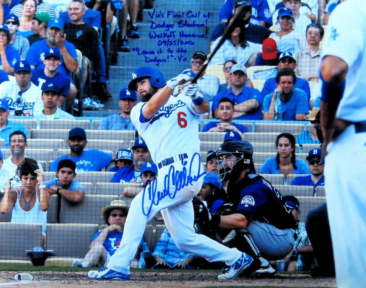 Charlie Culberson Autographed 16X20 Photo Poster painting Dodgers Scully's Final Call Beckett