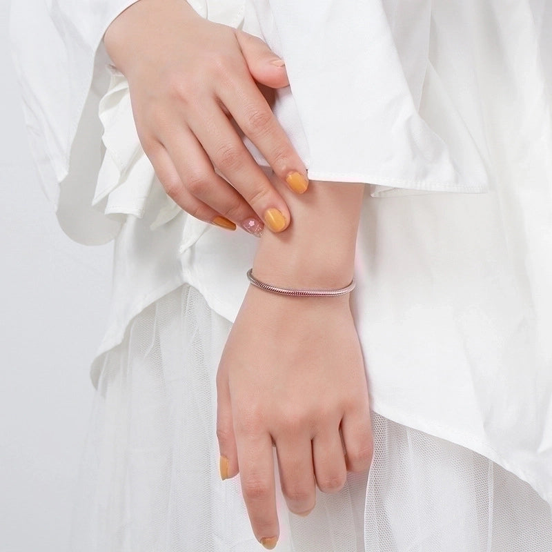 Minimalist Snake Sterling Silver Polishing Plating Chain White Gold Plated Rhodium Plated Silver Plated Bracelets