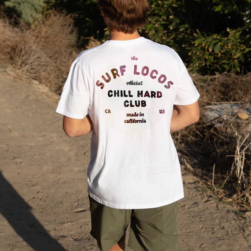 Men Retro Chill Hard Club Print T-shirt