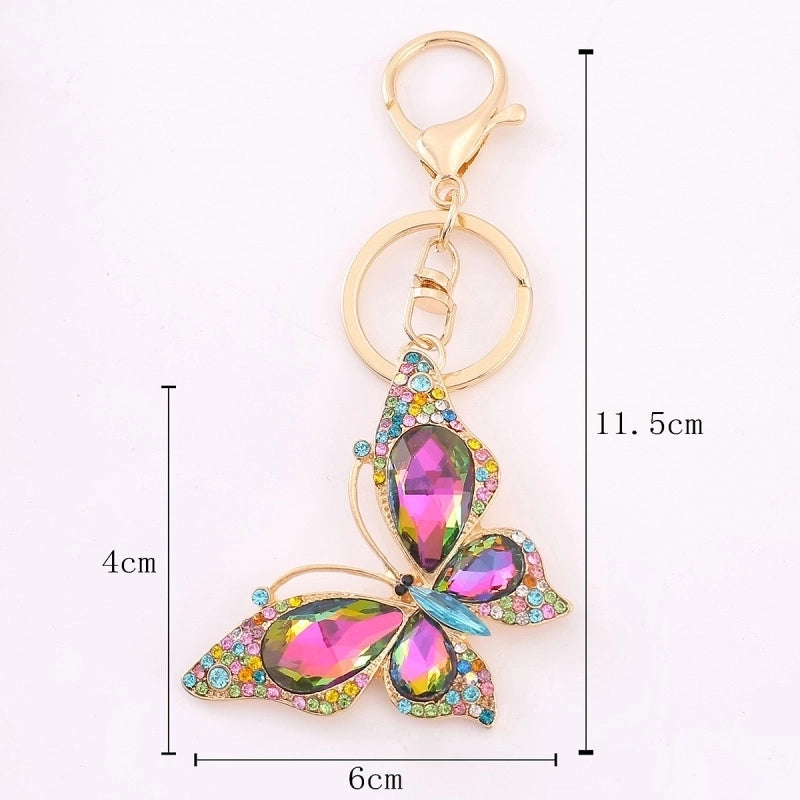 Korean Style Butterfly Metal Inlay Rhinestones Women’s Bag Pendant Keychain