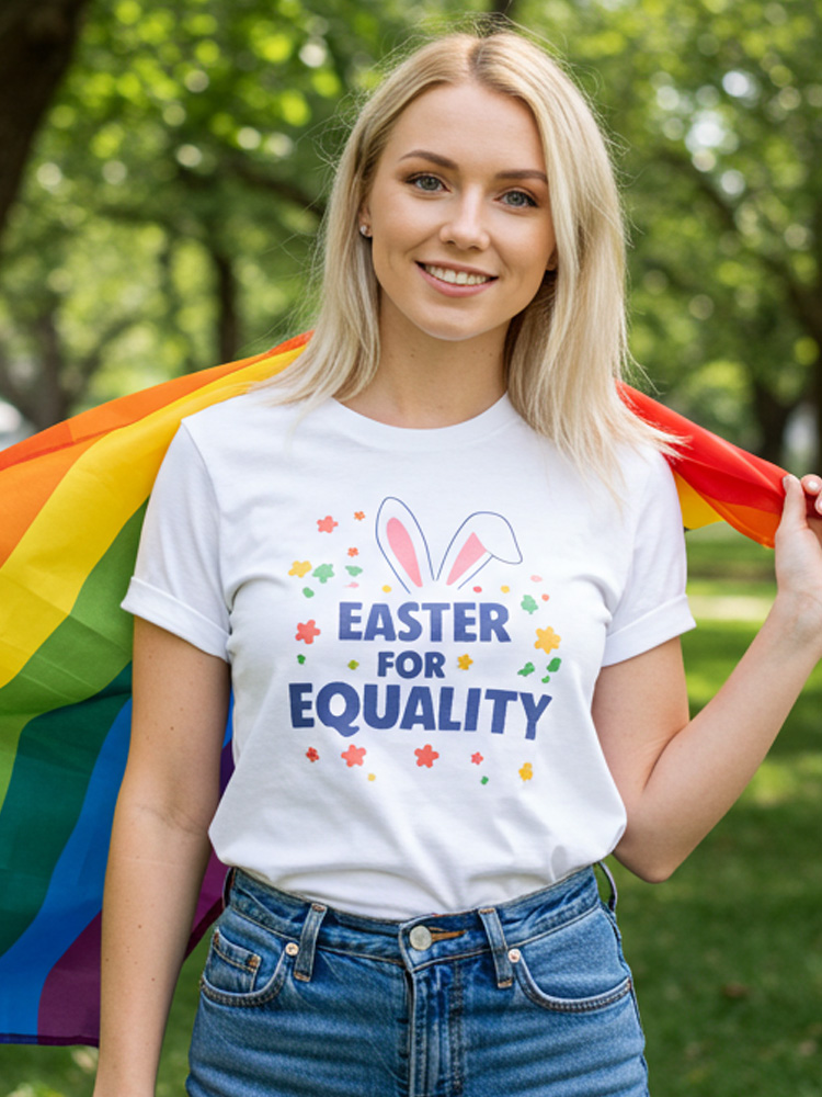 Comstylish Women's Casual Easter Hunt For Equality Print T-shirt