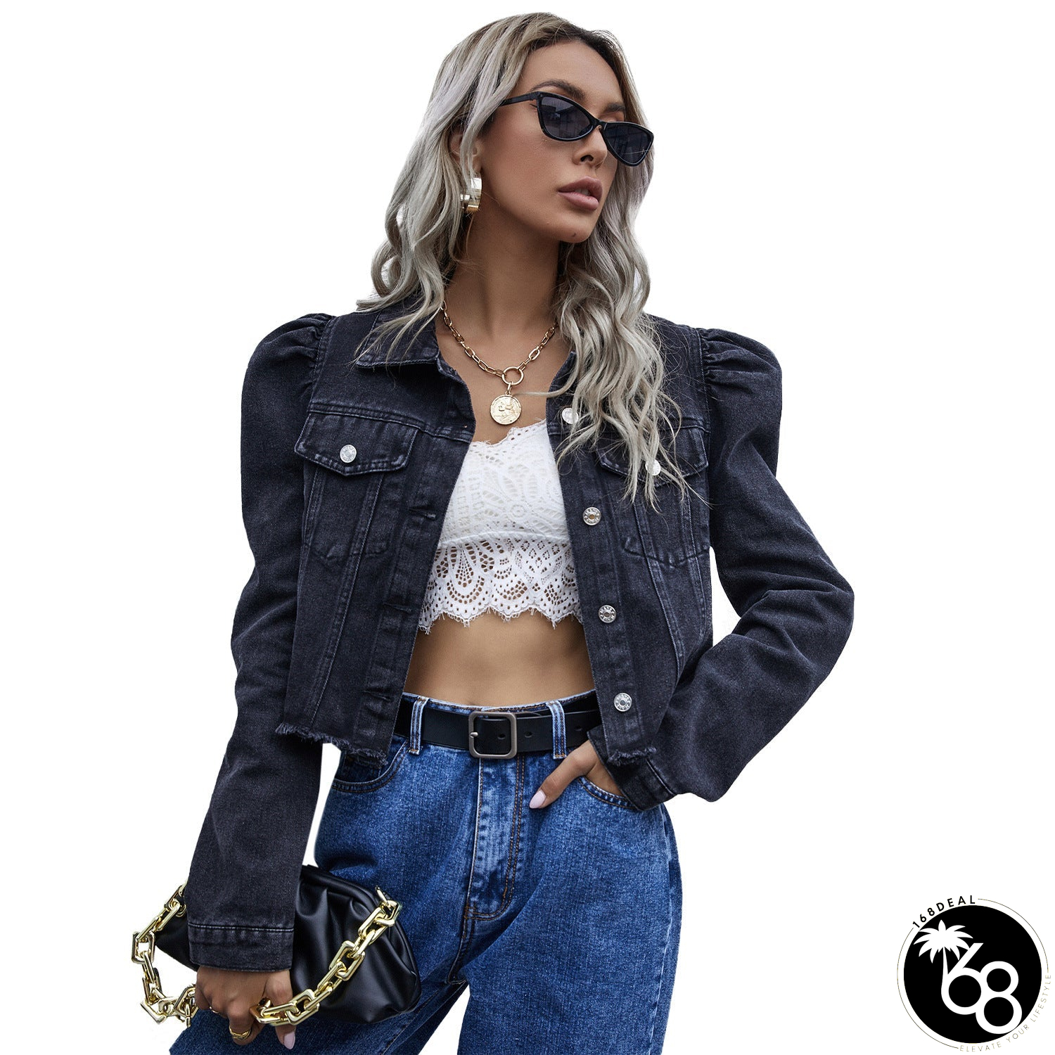 Lapel Loose Short Denim Jacket | 168DEAL