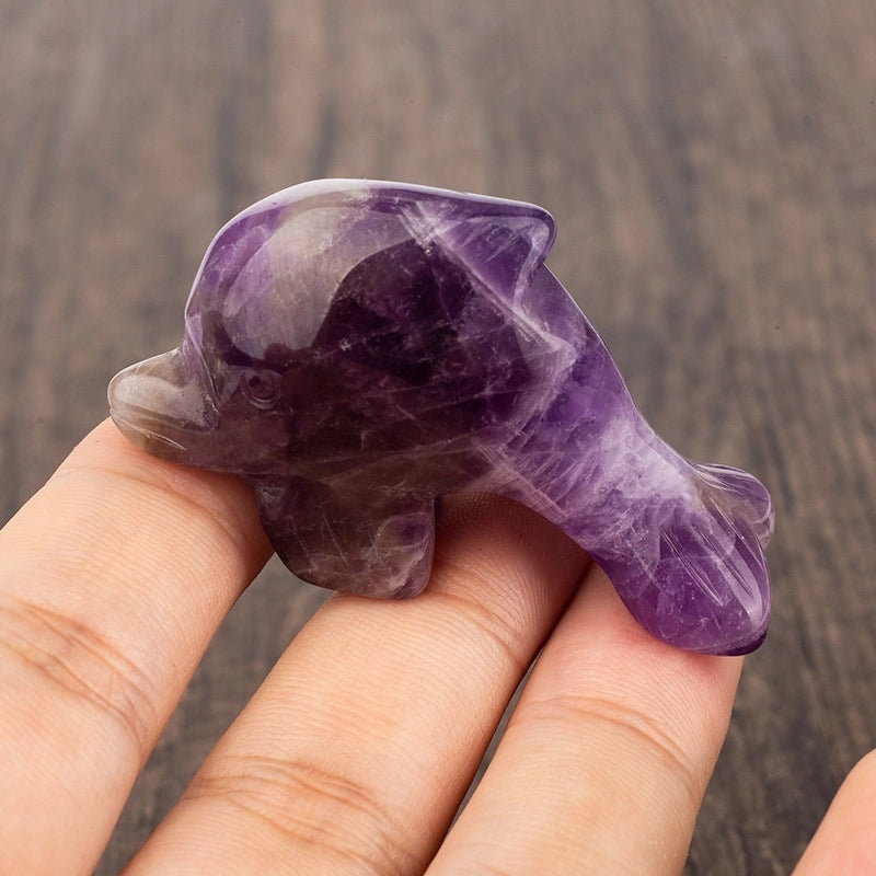 Elegant Minimalist Dolphin Crystal Obsidian Ornaments Artificial Decorations