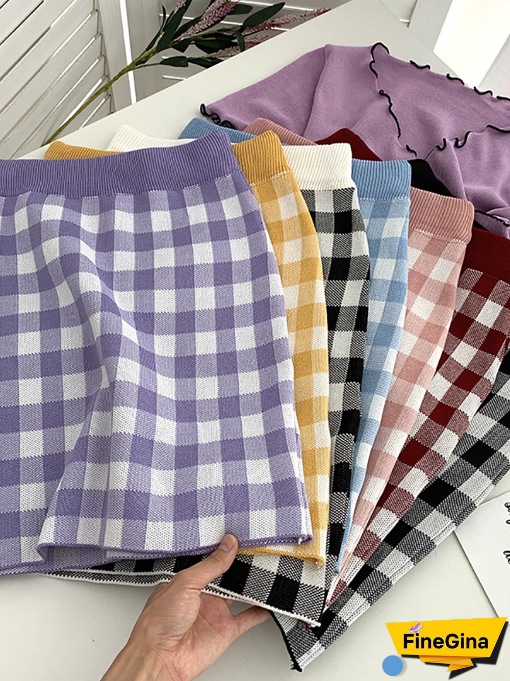 Heliar Women Plaid Crop Top And Mini Skirts Outfits Cute Skirt Sets For Women Tank Tops Two Piece Sets Beach Women Summer