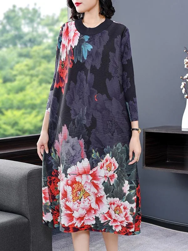 Fashion and Elegant Nine-Sleeve Mid-length Loose Dress
