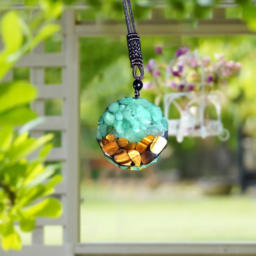 Orgone Pendant Tiger Eye Aventurine Orgonite Necklace Energy Crystal Stone