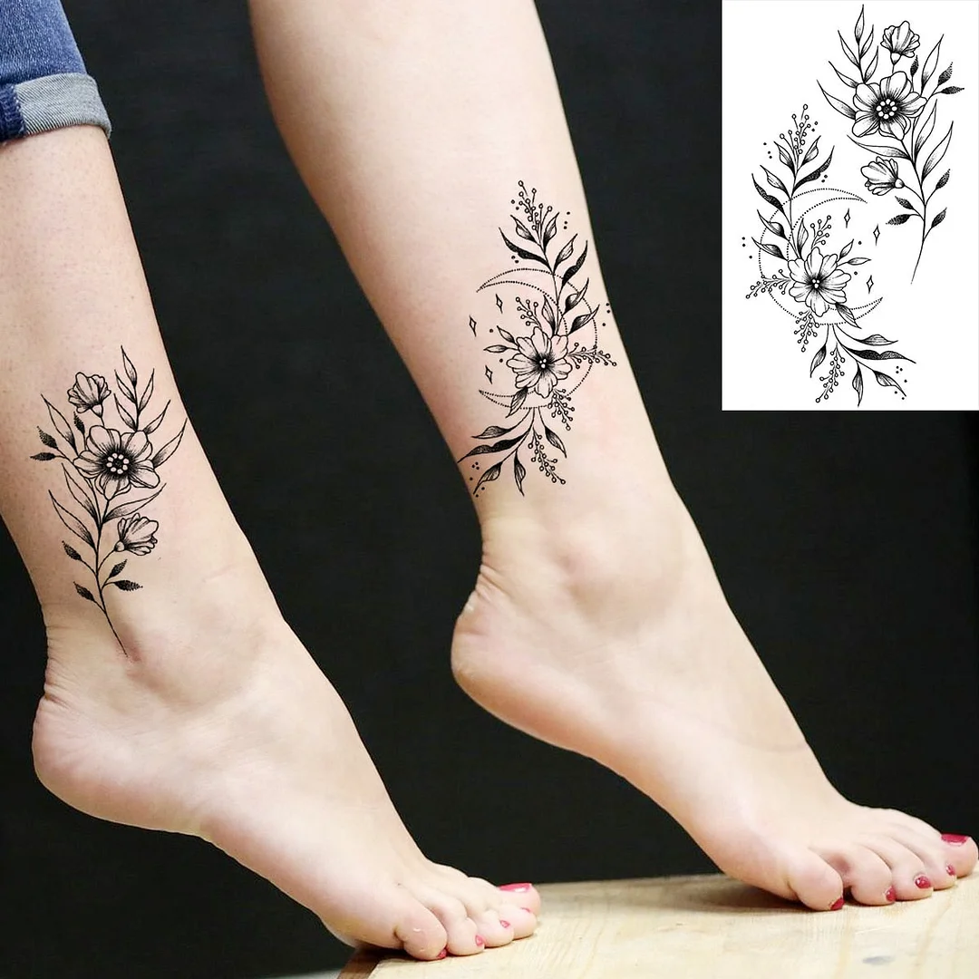 Lotus Mandala Flower Deer Sexy Temporary Tattoos For Women Neck Back Adult Geometric Tribe Fake Tattoo Body Art Waterproof Tatoo
