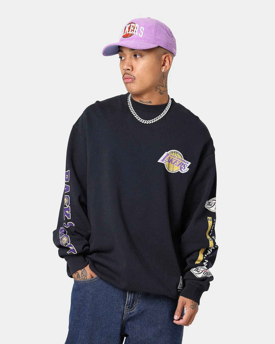 Mitchell & Ness Los Angeles Lakers Incline Stack T-Shirt In Faded