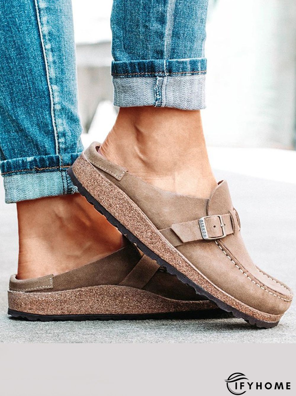 Women Soft Sole Casual Comfy Leather Slip On Sandals | IFYHOME