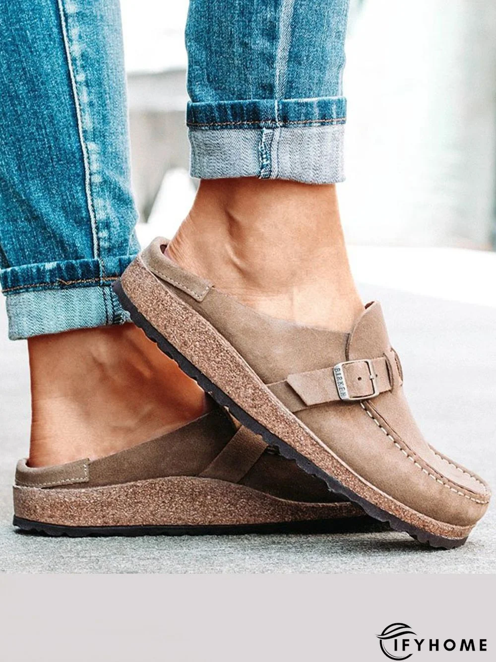 Women Soft Sole Casual Comfy Leather Slip On Sandals | IFYHOME