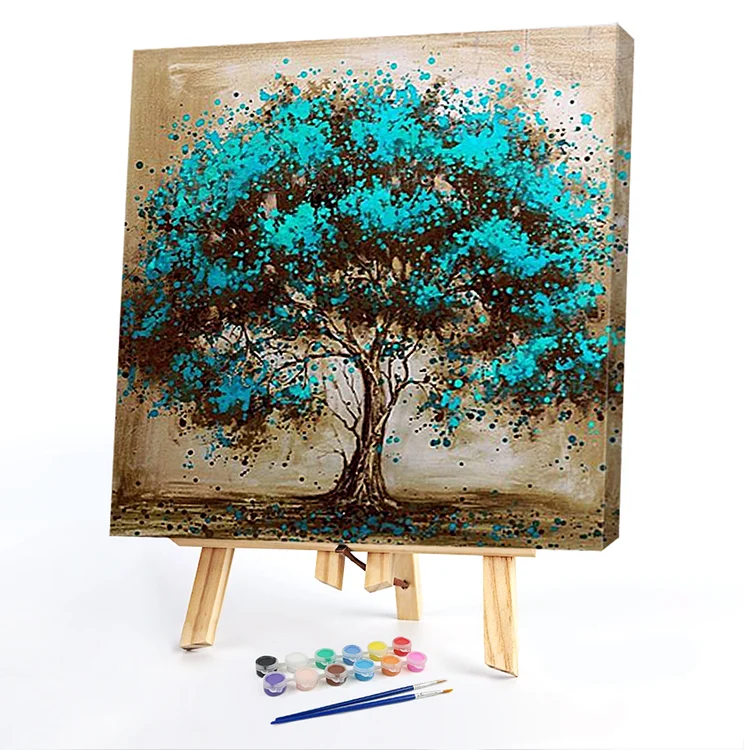 Oil Paint By Numbers - Green Tree Of Life - 40*40CM