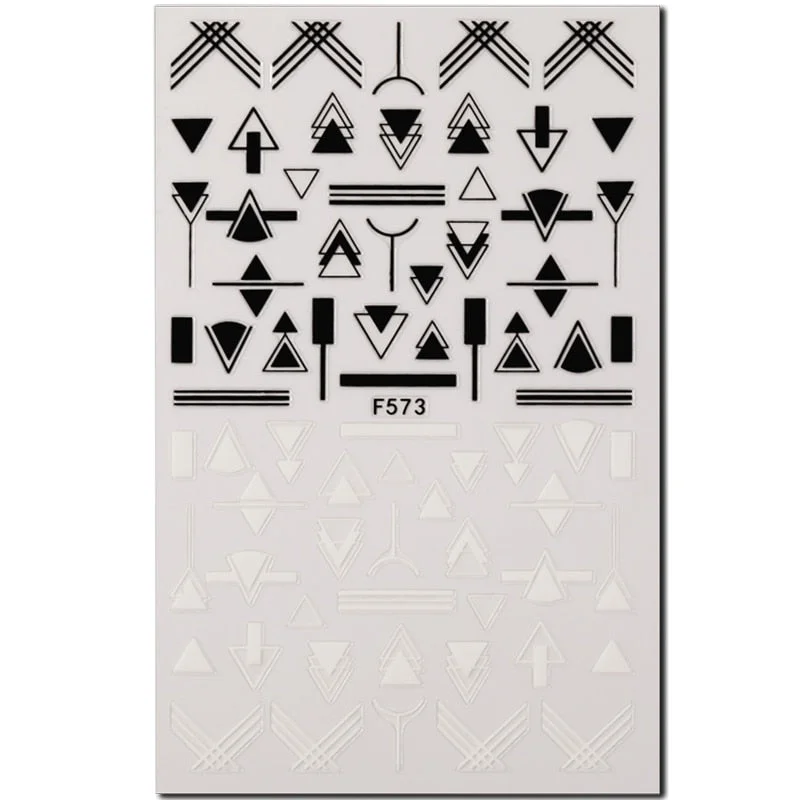 1PC Abstract Face 3D Nail Stickers Geometry Lines Love Letter Slider For Nails Gel Polish Decals For Manicures Decoration-Nail Inspo