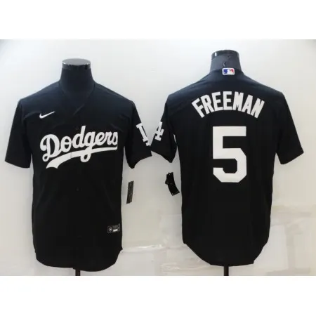 Men's Los Angeles Dodgers #5 Freddie Freeman Black Cool Base Stitched Baseball Jersey 49T9