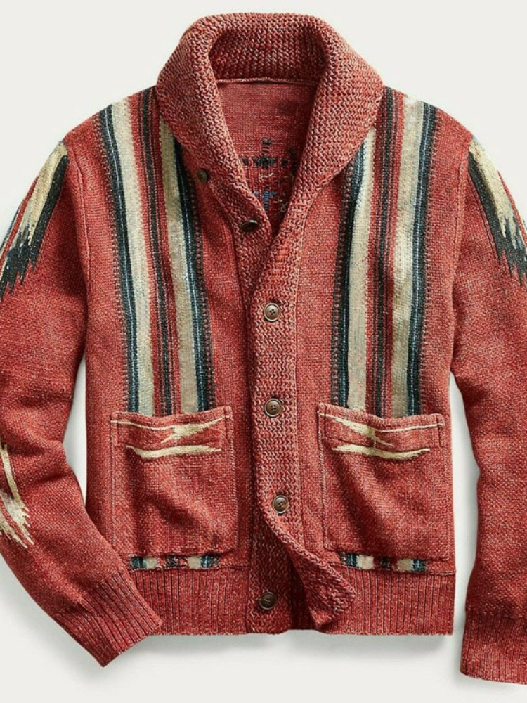 Men's Fashion Print Loose Cardigan Sweater