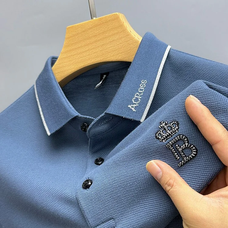 Summer mercerized cotton breathable polo shirt Men's short sleeve T-shirt Fashion brand printed polo shirt Casual men's clothing