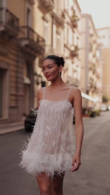 Fairy Lights Sequin Layered Feather Fringed Mesh Mini Dress