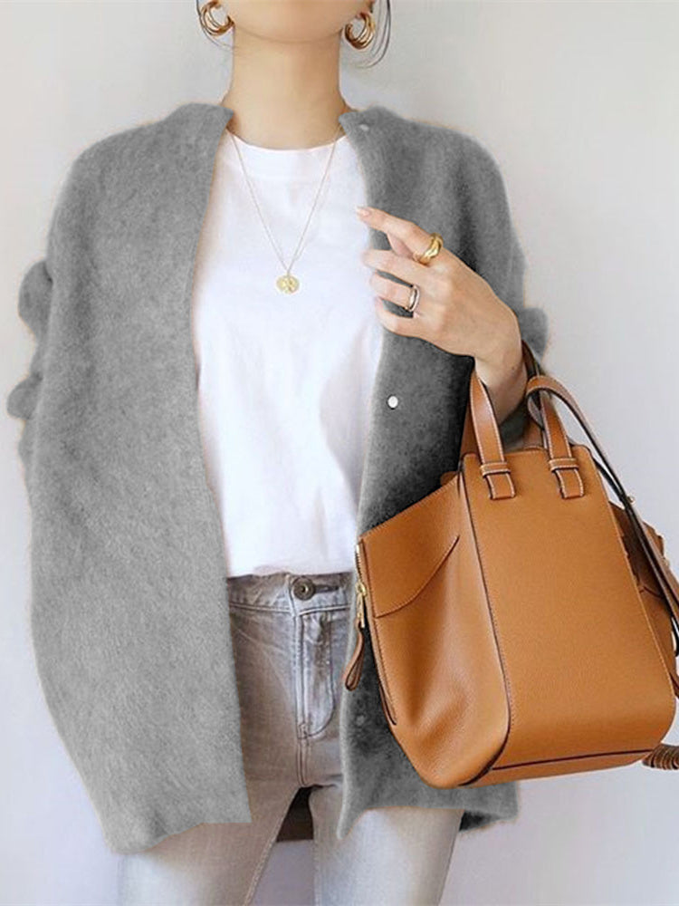 Women Half Sleeve V-neck Solid Color Dress