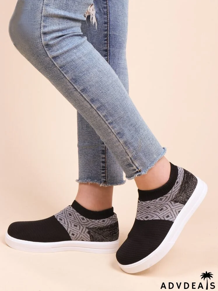Geometric Pattern Slip On Shoes