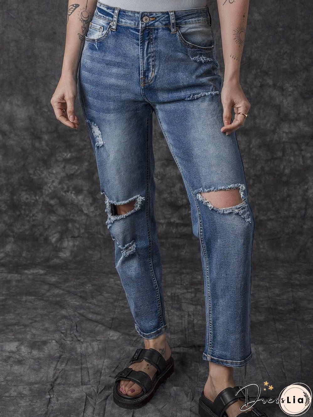 Distressed Denim Trousers