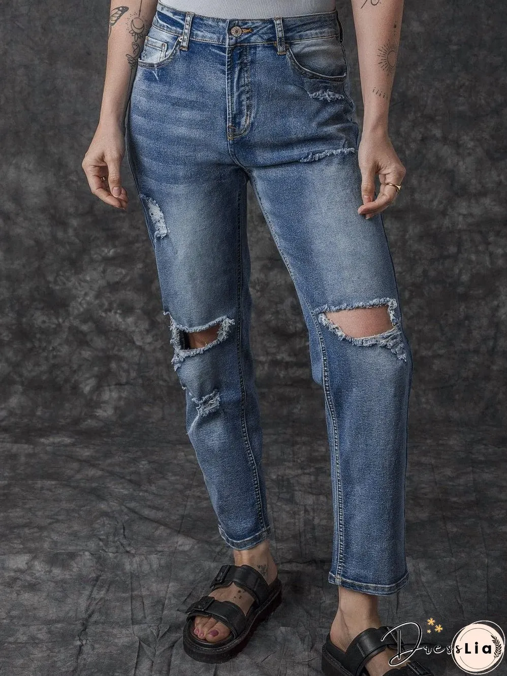 Distressed Denim Trousers