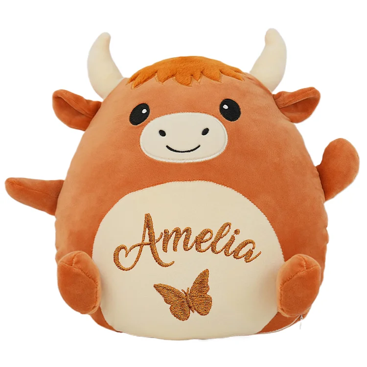 Dyoart Custom Highland Cows Plush Pillow Adorable Cow Stuffed Animal Plushies Toys Soft Fluffy Cow Plush Pillow for Birthdays Day