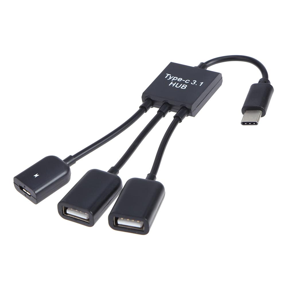 

2 X USB-A/F + Micro USB Female to USB3.1 Type-C Male Extender Cable OTG Hub, 501 Original