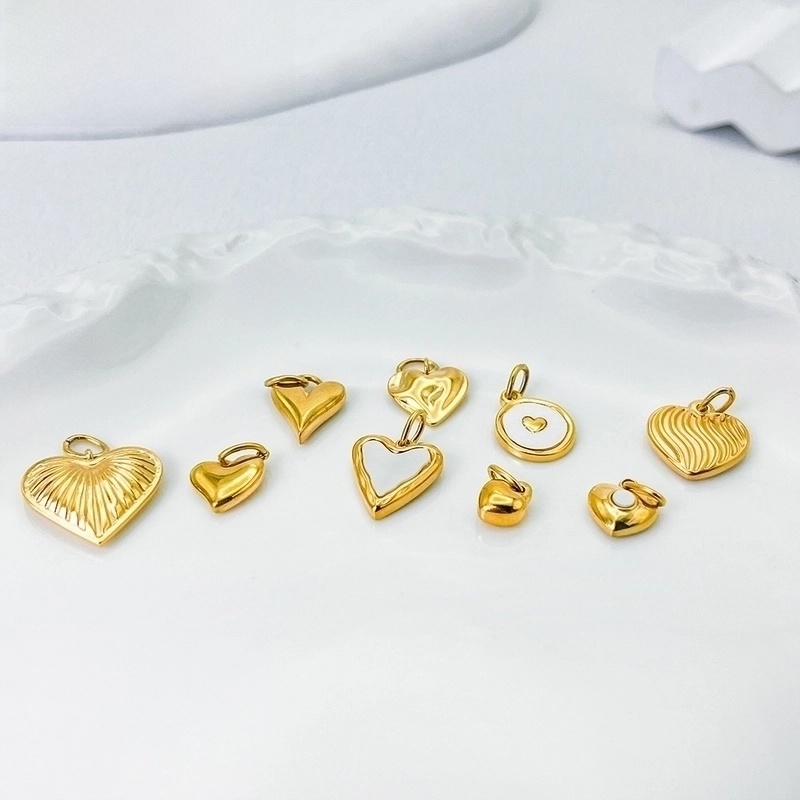 1 Piece 9*7mm 316 Stainless Steel 14K Gold Plated Heart Shape Polished Pendant