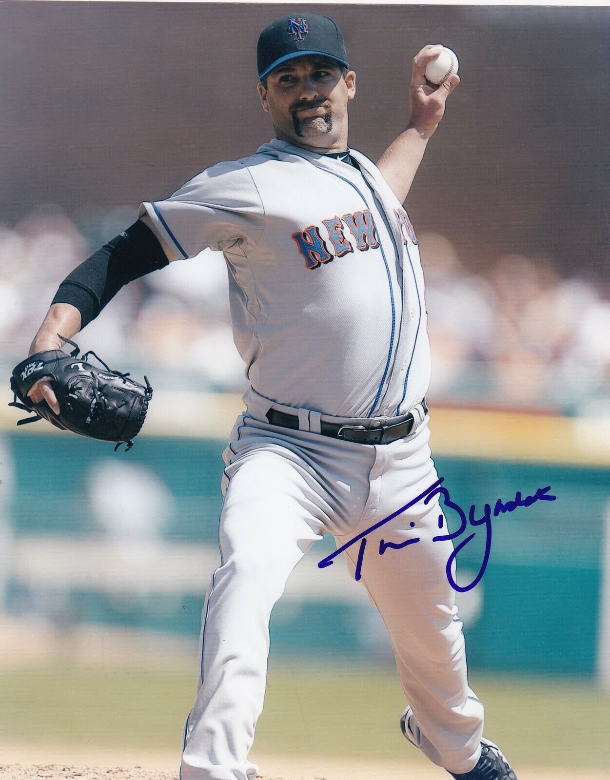 TIM BYRDAK NEW YORK METS ACTION SIGNED 8x10