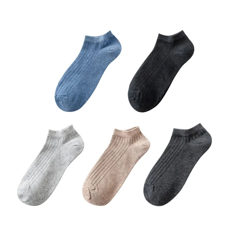 5 Pairs Women Simple Solid Cotton Casual Striped Short Socks for Ladies Breathable Comfortable Soft Trendy Japanese Korea Sox