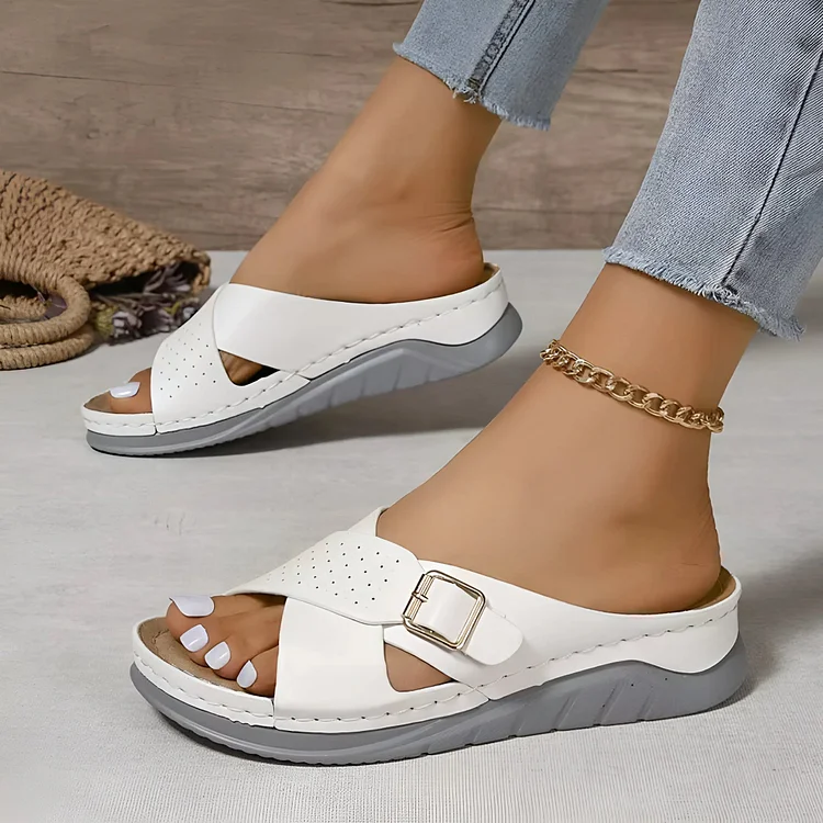 Women's Cross-Strap Platform Slippers Radinnoo.com