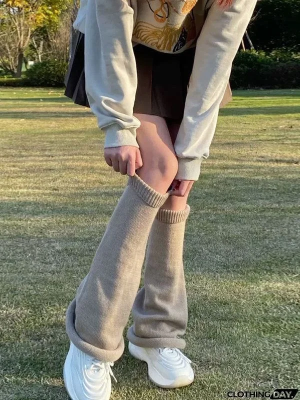 Leisure Fashion Knitting Solid Color Flared Leg Warmers Accessories