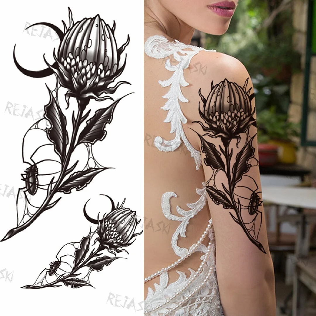 Sdrawing Big Lion Crown Temporary Tattoos For Men Women Tiger Flower Cross Skull Realistic Fake Tattoo Body Art Tatoo Sticker