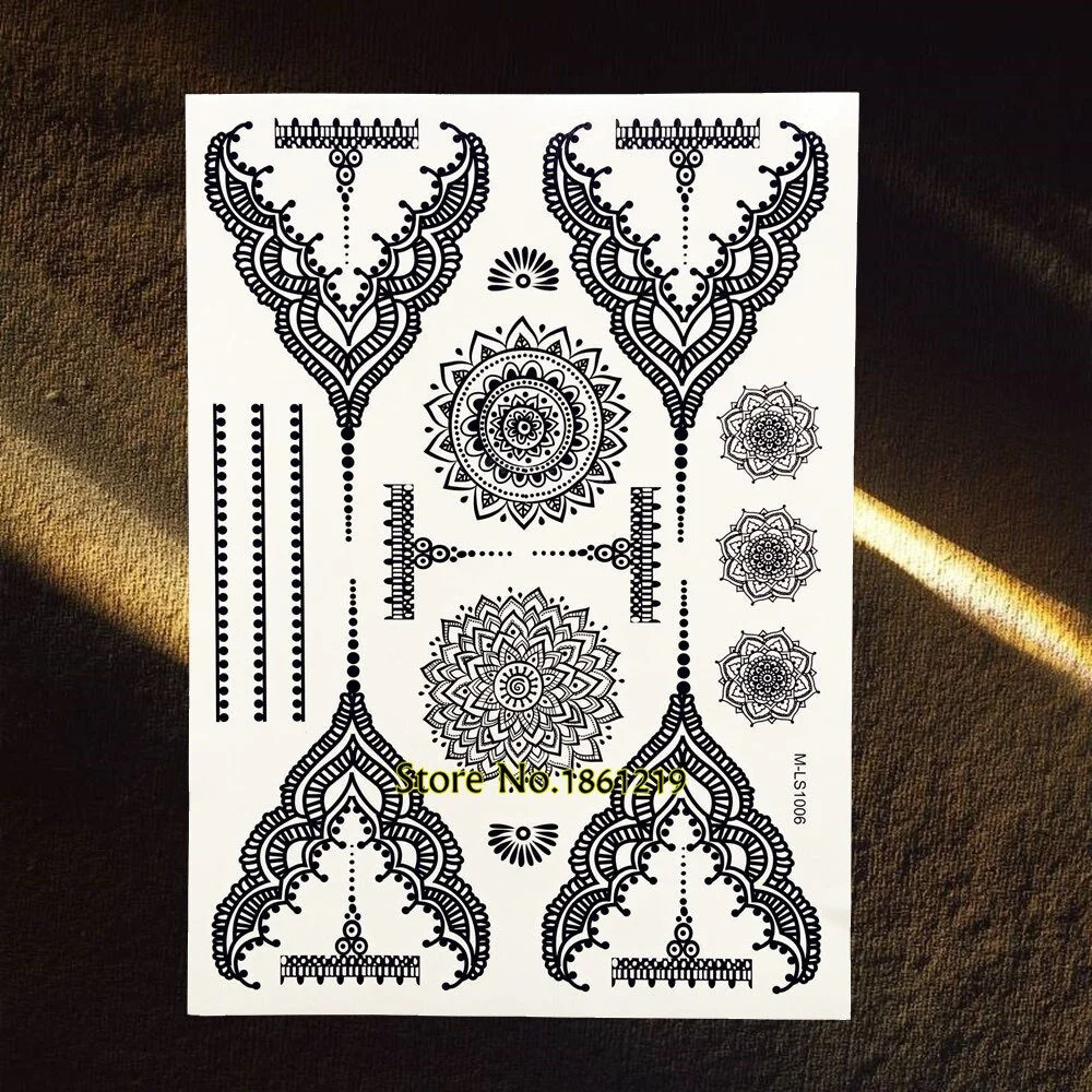 25 Styles Popular Black Temporary Tattoo Fake Dandelion Fairy Tatoo Women Lady Body Art Decals Waterproof Henna Tattoo Stickers