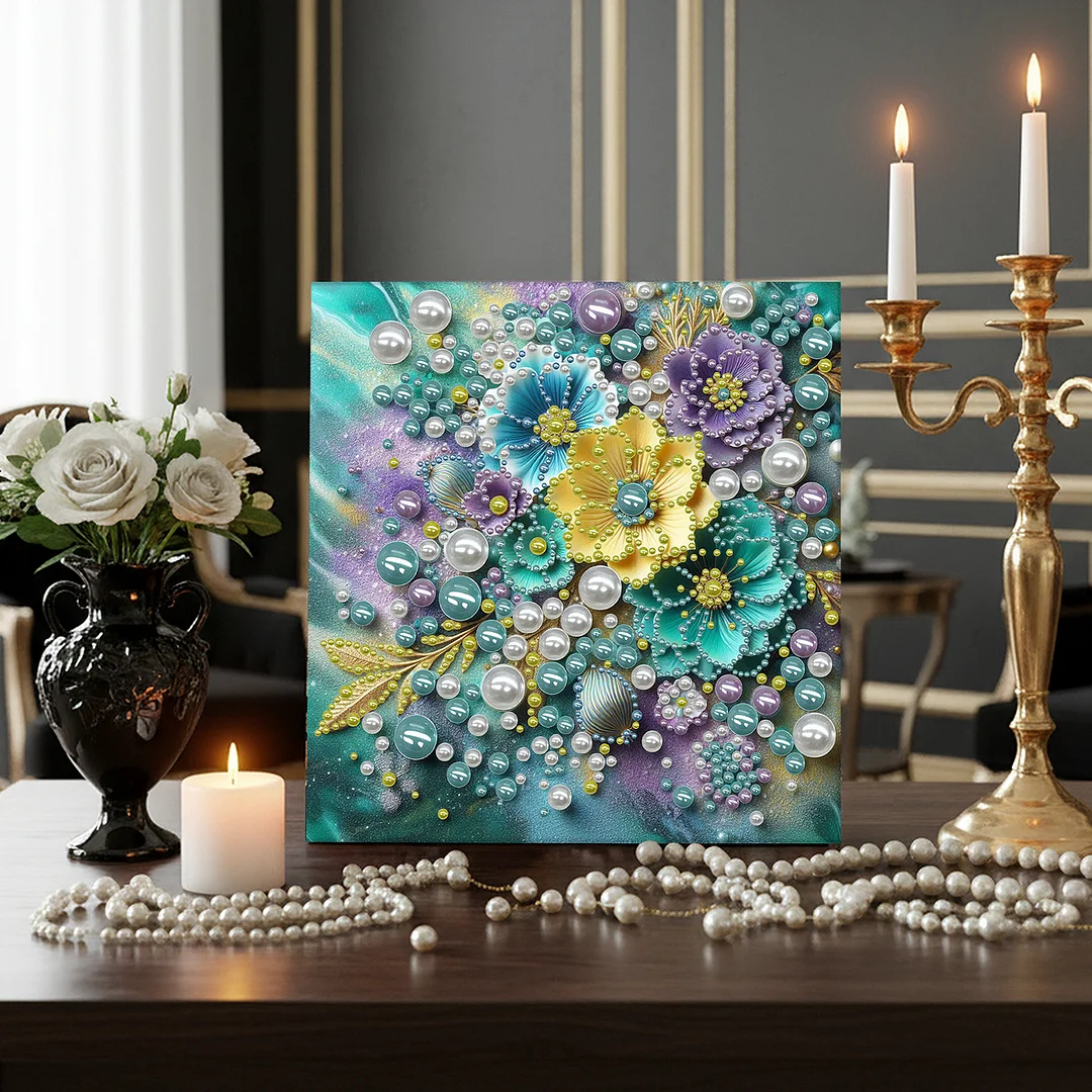 Fresh Flowers - DIY Pearl Diamond Art Kit With Frame 30*30cm