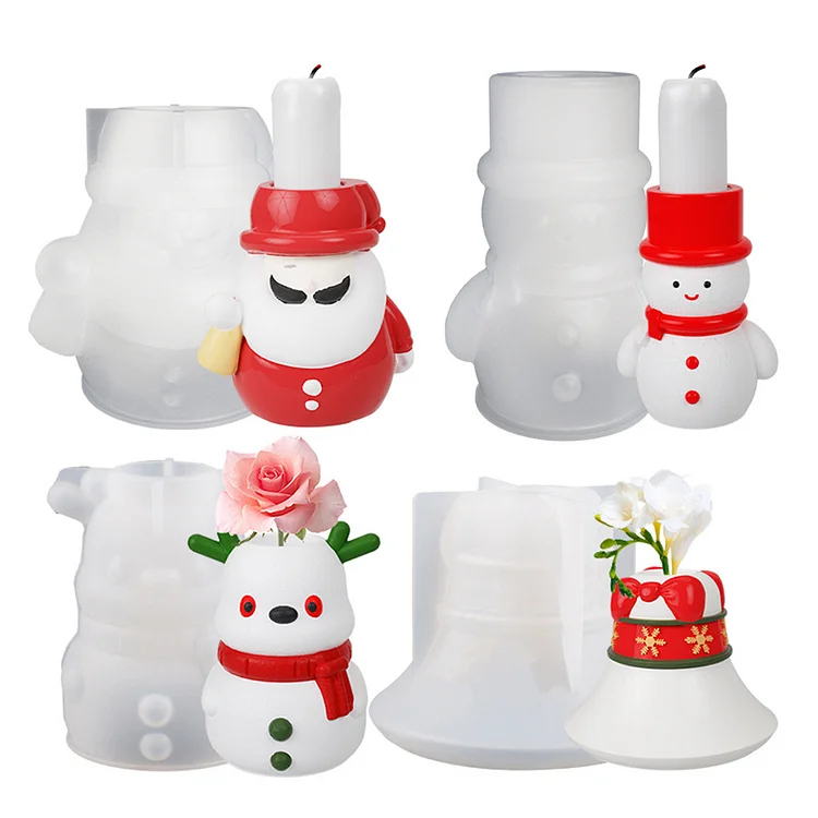 4PCS Christmas Snowmans Candle Holder Mold gbfke