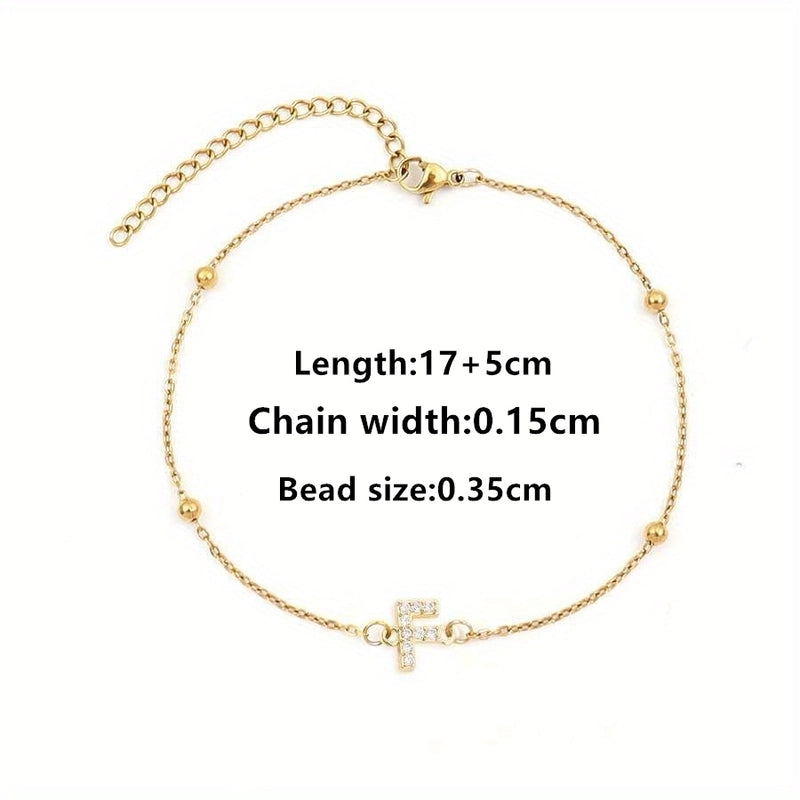Elegant Minimalist Letter 201 Stainless Steel 304 Stainless Steel Zircon Bracelets In Bulk
