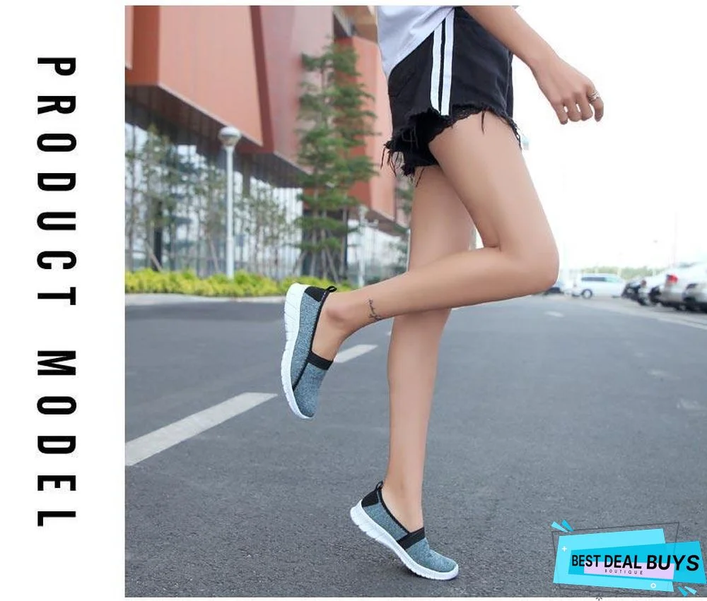 Women Slip On Loafers Plus Size Breathable Mesh Ballet Sneakers Flat Shoes