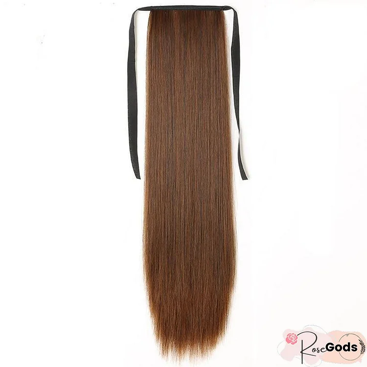 Ladies Bandage Realistic Long Straight Hair Ponytail Wig Piece