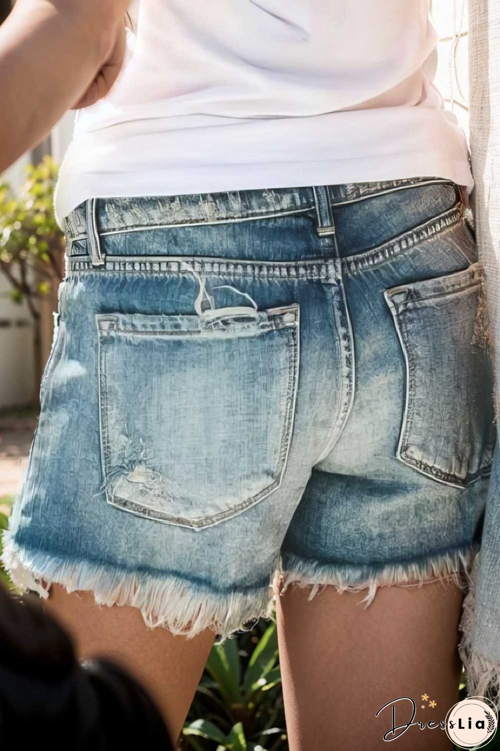 stylish high waist distressed denim shorts
