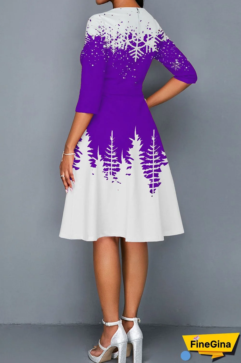 Green Casual Print Patchwork O Neck A Line Dresses