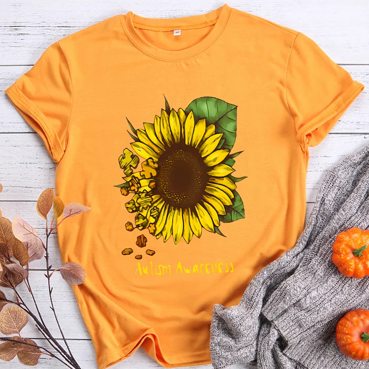 For The Love Of The Sunflowers Round Neck T-shirt