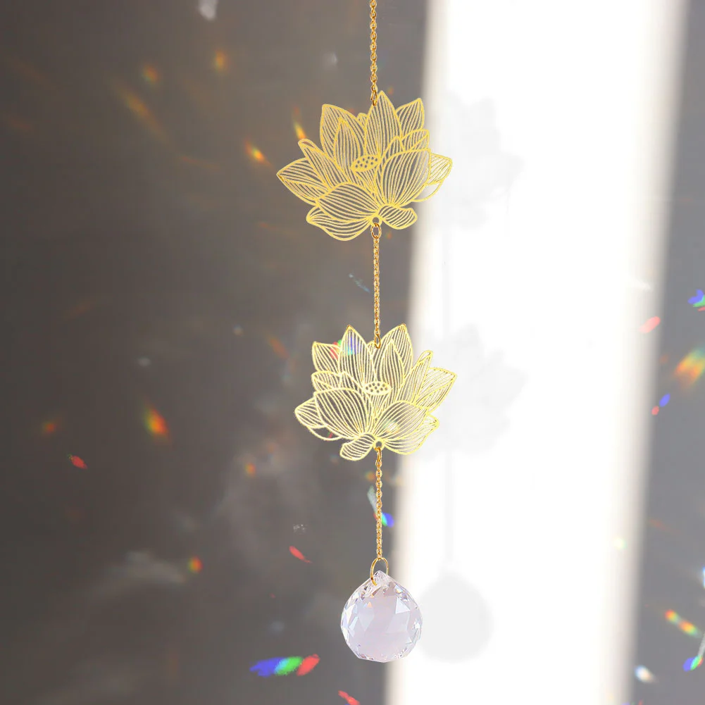 Crystal Windchime Lotus Ginkgo Four Leaf Dream Catchers Windbell Home Decor