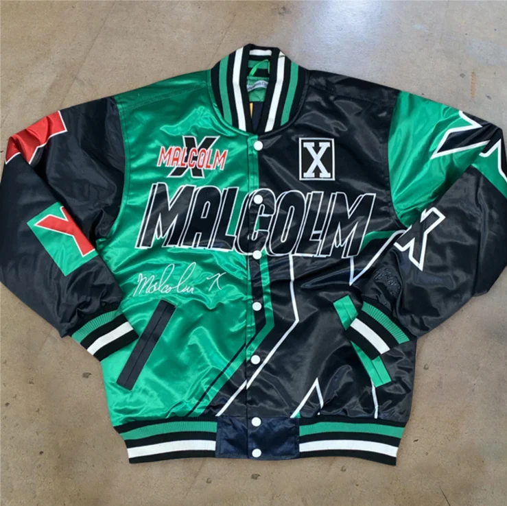 Personalized color-blocking letter print long-sleeved warm jacket