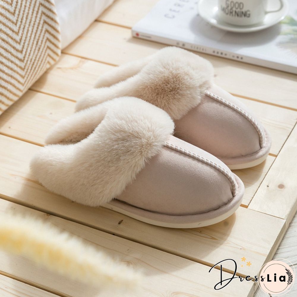 Fashion Women Winter Slippers Indoor Bedroom Lovers Couples Shoes Fashion Warm Shoes Flat Flat Antiskid Slipper