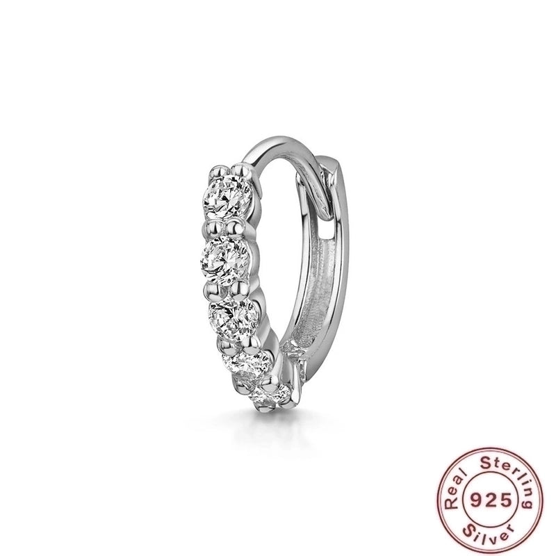 1 Piece 925 Sterling Silver Zircon Round Square Earrings