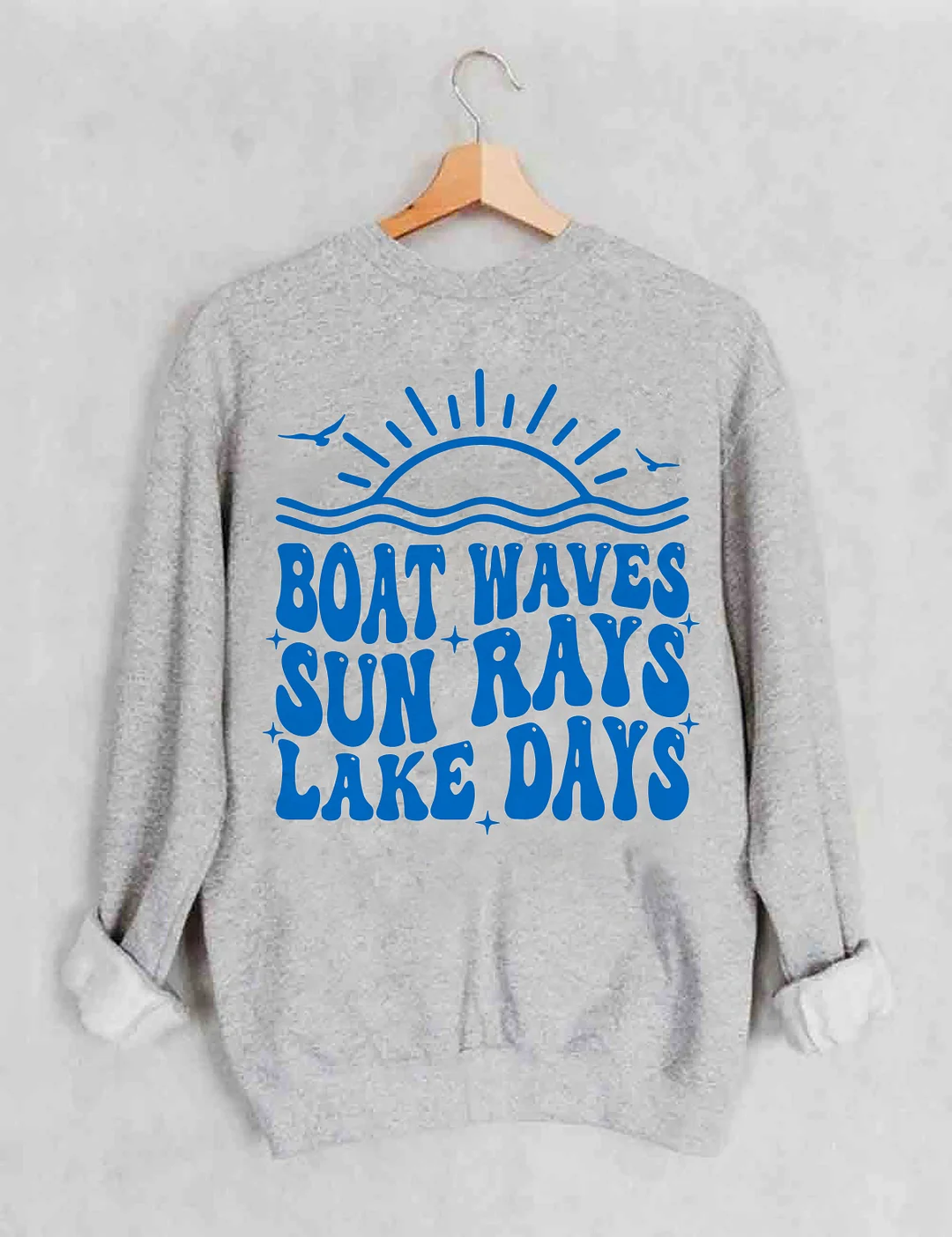 Boat Waves Sun Rays Lake Days Sweatshirt