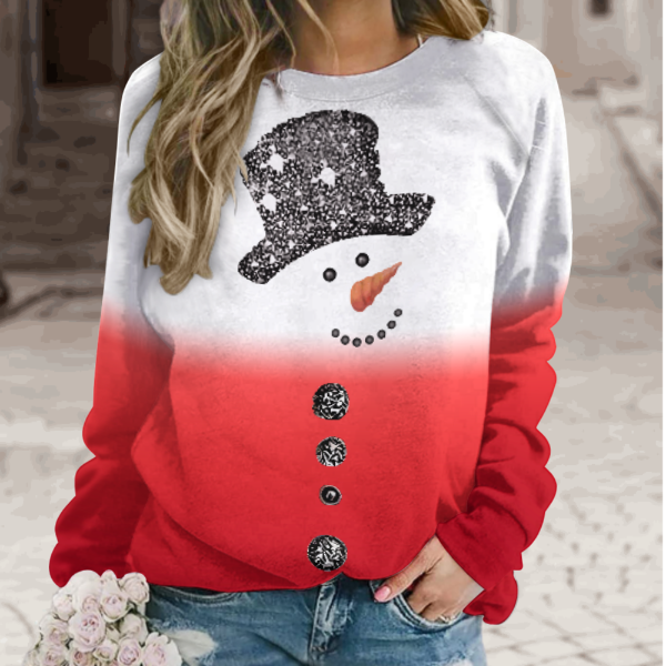 Snowman Printed Color Block Women's Sweatshirt